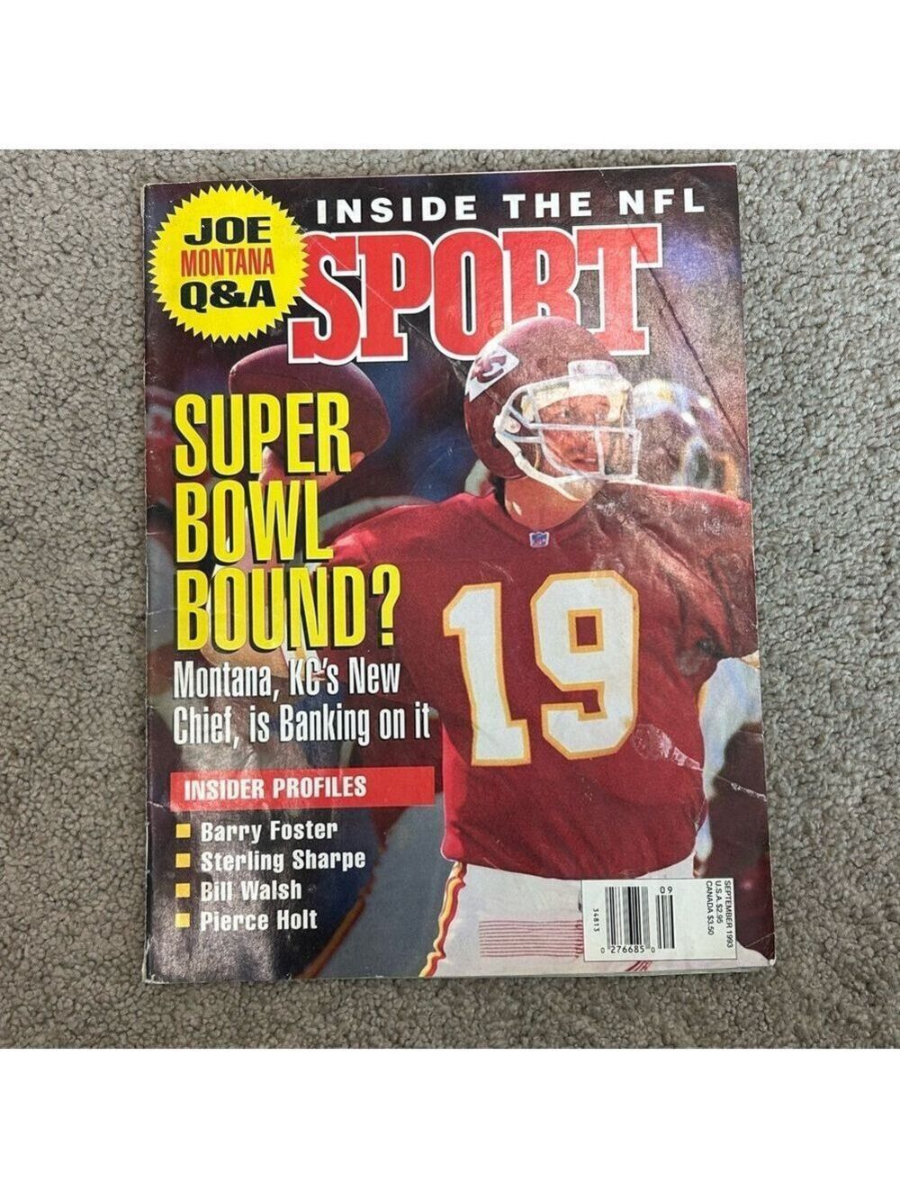 vintage Inside the NFL Sport Sept 1993 magazine features quarterback Joe Montana